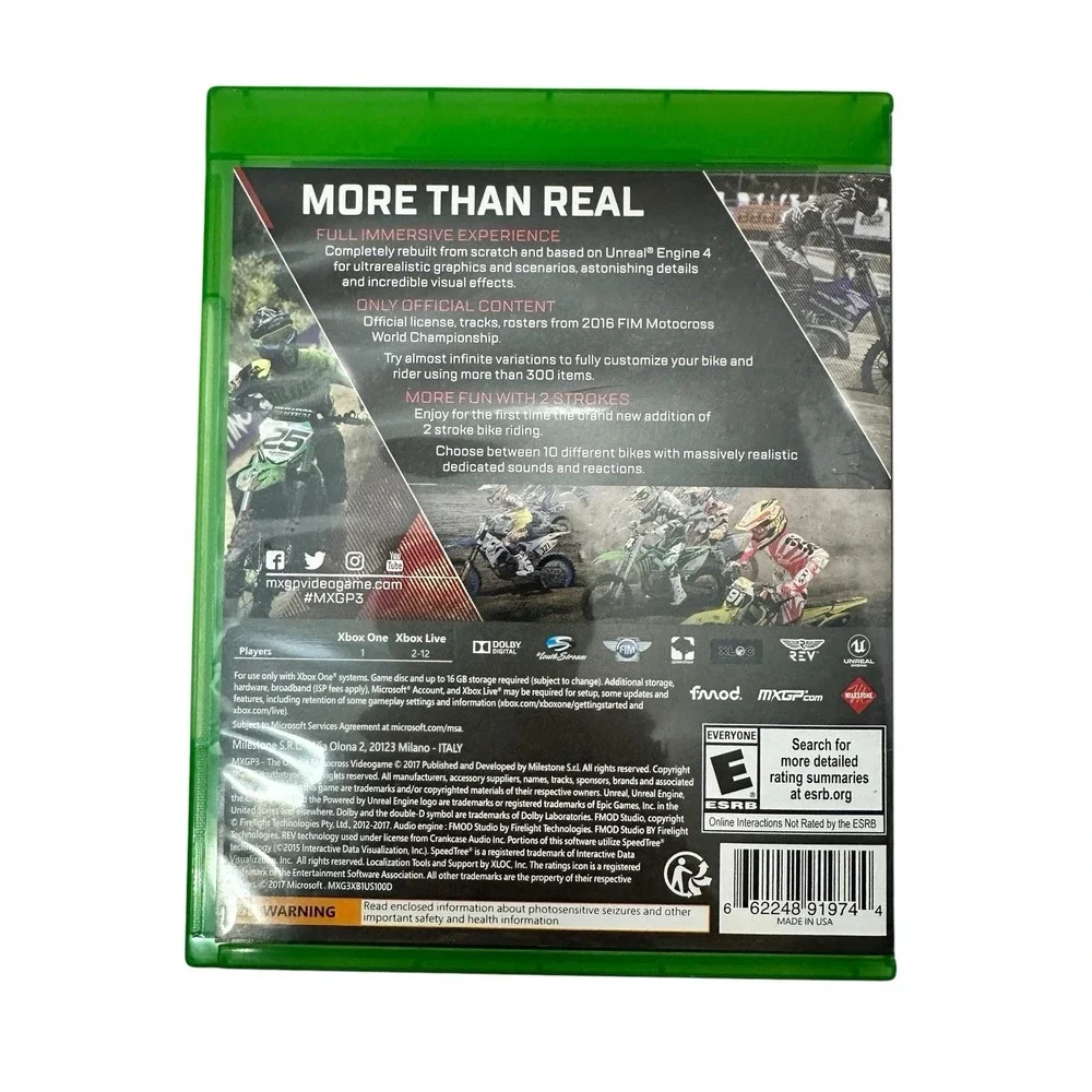 MXGP3 Official Motocross Videogame Xbox One Racing Original Case & Disc